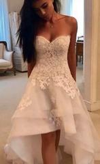 Fraaie kort lang trouwjurk €749 34 36 38 40 42 44, Ophalen, Nieuw, Wit, Trouwjurk