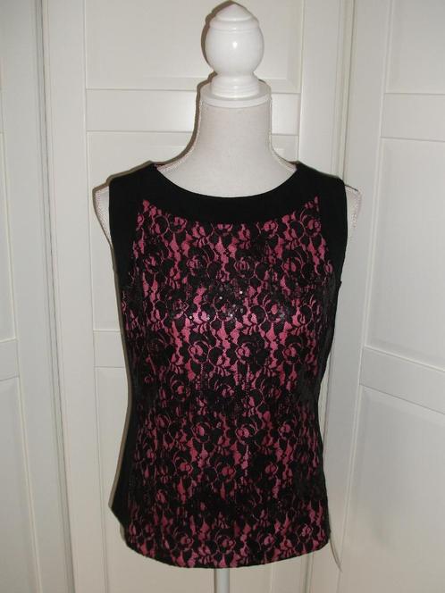 Hermann Lange nieuwe zwart roze kanten top, maat 40 M, Kleding | Dames, Tops, Nieuw, Maat 38/40 (M), Roze, Zonder mouw, Ophalen of Verzenden