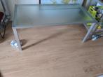 Eettafel/bureau melkglas. Aluminiumframe., Huis en Inrichting, Tafels | Eettafels, 50 tot 100 cm, 150 tot 200 cm, Gebruikt, Rechthoekig