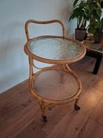 Rotan barcart/trolley/bijzettafel van Noordwolde jaren 60, Rond, Gebruikt, Ophalen