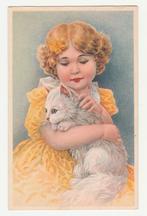 Poezen.  Meisje met poes., Verzenden, 1920 tot 1940, Ongelopen, Overige thema's