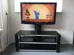 Tv meubel inclusief LG tv, Ophalen, Gebruikt, 100 tot 150 cm, Glas