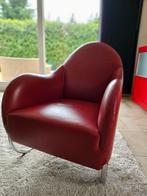 2X Design fauteuil, rood leder., Leer, Zo goed als nieuw, Ophalen