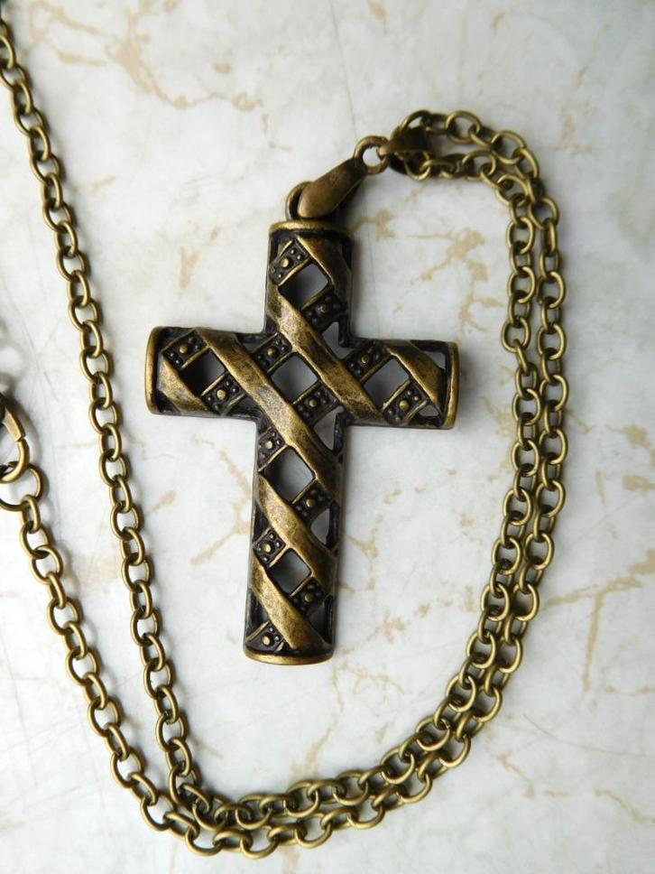 Bronzen kruis (F89671), Sieraden, Tassen en Uiterlijk, Kettinghangers, Nieuw, Ophalen of Verzenden