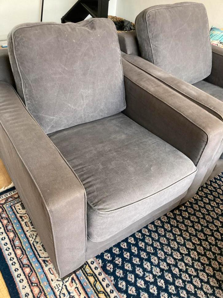 Fauteuils van Montel, Huis en Inrichting, Stoelen, Gebruikt, Twee, Stof, Grijs, Ophalen