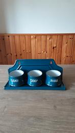 EMAILLE PETROLBLAUW ZAND ZEEP EN SODA MET REKJE VAN BK., Antiek en Kunst, Antiek | Emaille, Ophalen of Verzenden