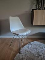 Witte Kunststof Stoel met Chrome Frame, Huis en Inrichting, Stoelen, Ophalen, Gebruikt, Wit, Metaal
