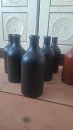 9 Vintage bierflessen, keramiek, geglazuurd. bruin, zwart, Ophalen of Verzenden, Gebruikt, Flesje(s), Overige merken