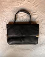 Zwart leren vintage handtas met gouden details, Ophalen of Verzenden