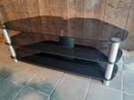 TV meubel donker rookglas met chroom poten, Ophalen, Zo goed als nieuw, 25 tot 50 cm, Minder dan 100 cm