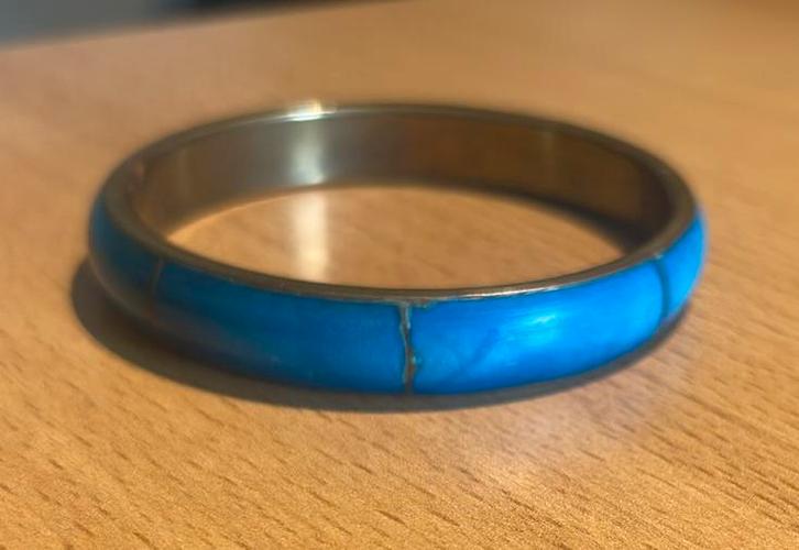 Turquoise Armband met Edelsteen, Sieraden, Tassen en Uiterlijk, Armbanden, Zo goed als nieuw, Overige materialen, Blauw, Met edelsteen