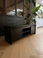 Zwarte TV meubel met opbergruimte, Ophalen, Gebruikt, 100 tot 150 cm, Minder dan 100 cm