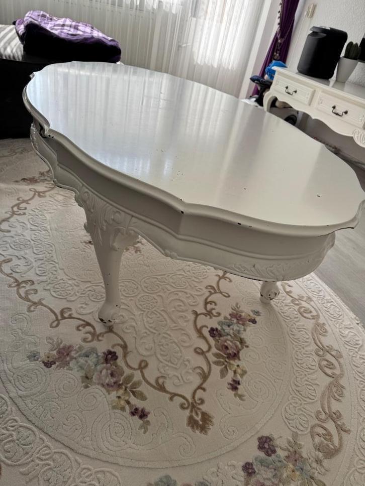 Queen ann 2 x tafels wit, Huis en Inrichting, Tafels | Sidetables, Gebruikt, 25 tot 50 cm, 100 tot 150 cm, Rond, Overige houtsoorten
