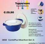 Tupperware Combiplus Mixerkom set (3) / Mengkom, Nieuw, Blauw, Ophalen of Verzenden, Bak of Kom