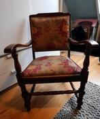 Donker eiken stoel met stoffen bekleding, Antiek en Kunst, Antiek | Meubels | Stoelen en Banken, Ophalen