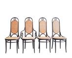 4 originele Thonet stoelen "Long John" met mooi vlechtwerk, Gebruikt, Bruin, Klassiek, Vier