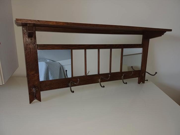 Vintage Houten Kapstok met Spiegel, Huis en Inrichting, Woonaccessoires | Kapstokken, Ophalen
