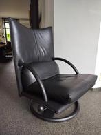 Rolf Benz Relax Fauteuil - Zwart Leer, Ophalen, Gebruikt, 75 tot 100 cm, Metaal