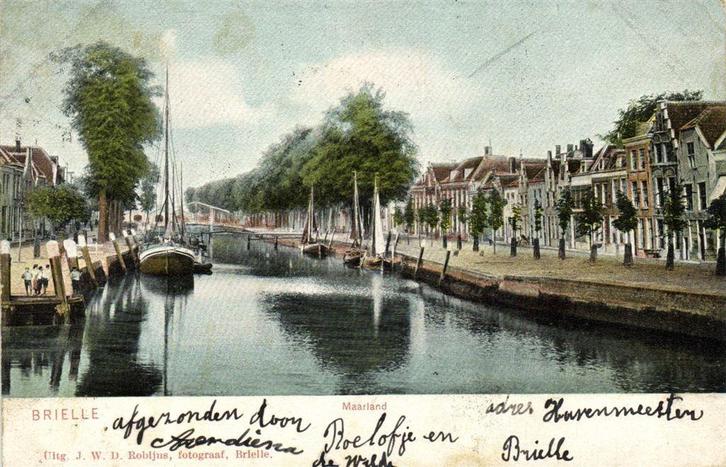 Brielle - Maarland - schepen - 1907 gelopen, Verzamelen, Ansichtkaarten | Nederland, Ongelopen, Zuid-Holland, Voor 1920, Verzenden