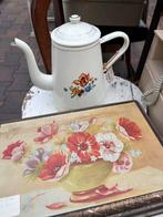 Brocante emaille kan en blik, Ophalen of Verzenden