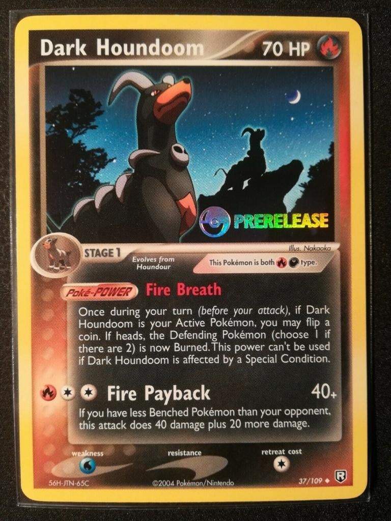 Pokemon prerelease promo dark houndoom team rocket returns, Ophalen of Verzenden, Zo goed als nieuw, Losse kaart