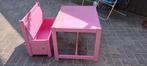 Kinderbankje en tafel roze, Ophalen, Gebruikt