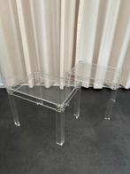 Vintage Kartell stijl Plexiglas Bijzettafels/Bedside tafels, Gebruikt, Vierkant, Ophalen, 45 tot 60 cm