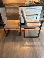 2 eetkamerstoelen kleur taupe/beige, Huis en Inrichting, Ophalen, Overige kleuren, Twee