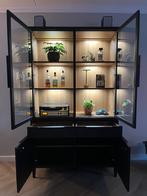 Vitrinekast donkergrijs / zwart, Gaya (Trendhopper), Ophalen, 100 tot 150 cm, 200 cm of meer, Zo goed als nieuw
