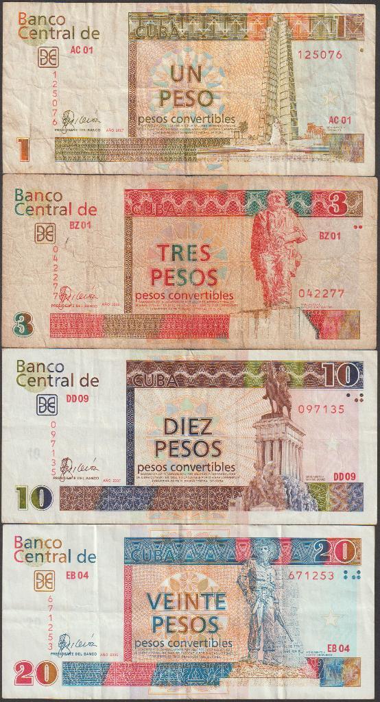 Cuba set van 4 biljetten gebruikt (nr 78), Postzegels en Munten, Bankbiljetten | Amerika, Setje, Midden-Amerika, Verzenden