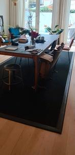 Groot antraciet vloerkleed met leren bies van LimitedEdition, Huis en Inrichting, Stoffering | Vloerbedekking, Ophalen, Gebruikt