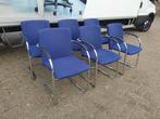 6x Lande Cole ( Gispen ) vergaderstoel buisframe stoel, Postbus, Metaal, Blauw, Ophalen of Verzenden