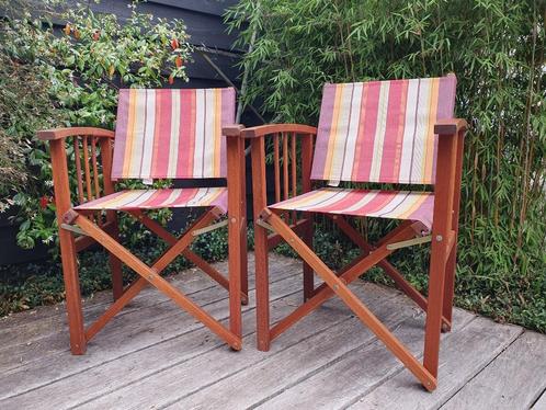mooie set regisseurstoeltjes, Tuin en Terras, Tuinsets en Loungesets, Zo goed als nieuw, Tuinset, Hardhout, 4 zitplaatsen, Stoel