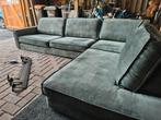 Hoekbank Mexico donkergroen met stalen sledepoten, Huis en Inrichting, Ophalen, Zo goed als nieuw, Stof, Modern