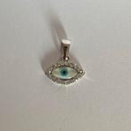 Zilveren oog-hanger (nazar / evil eye), Ophalen of Verzenden, Zo goed als nieuw, Zilver, Met strass