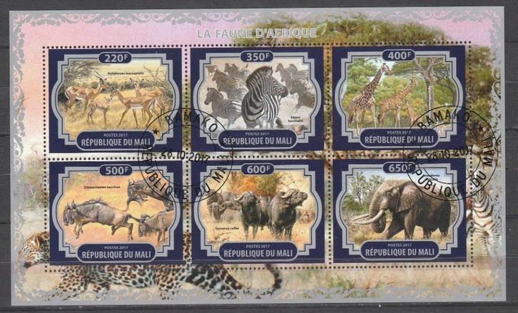 OLIFANTEN-ELEPHANTS e.a.= Mooi bl. v6st Mali-3010-26, Postzegels en Munten, Postzegels | Thematische zegels, Gestempeld, Dier of Natuur