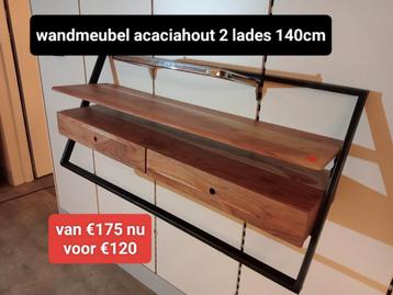 Nieuw wandmeubel acaciahout 2 lades 140cm nu voor €120 beschikbaar voor biedingen