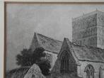 Antieke gravure uit Engeland van Saint Clements church., Antiek en Kunst, Kunst | Etsen en Gravures, Ophalen of Verzenden