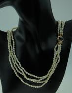 4-strengs parel ketting fraai 14k gouden slot granaat dames, Ophalen of Verzenden, Goud, Ketting, Met edelsteen