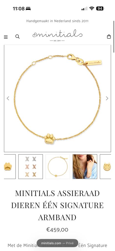 Minitials asssieraad hondenpootje NIEUW, Ophalen of Verzenden, Nieuw, Overige kleuren, Goud