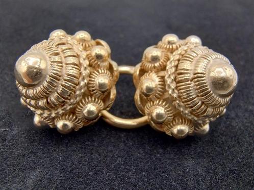 Zilveren keelknopen, goudverguld, 19e eeuws, Sieraden, Tassen en Uiterlijk, Antieke sieraden, Overige typen, Zilver, Verguld, Verzenden