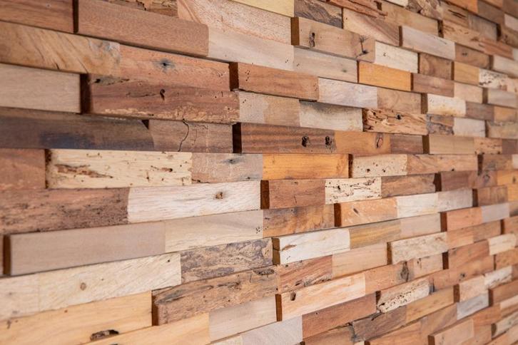 houten wandstrips (prijs p/m2), Huis en Inrichting, Woonaccessoires | Wanddecoraties, Nieuw, Ophalen