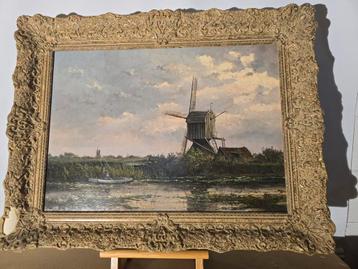 Schilderij: Molenlandschap, gesigneerd Gardens beschikbaar voor biedingen