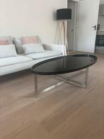 Vintage Salon Tafel Zwart Kunststof Blad RVS Onderstel, Huis en Inrichting, Kunststof, Gebruikt, 100 tot 150 cm, Minder dan 50 cm