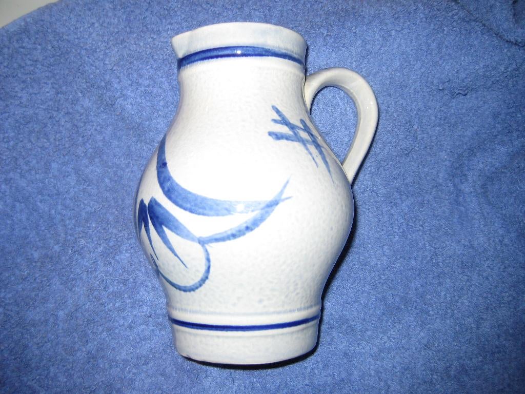 WIjnkruik van aardewerk, 1 liter, blauwe patroon, Overige typen, Ophalen of Verzenden, Zo goed als nieuw, Overige stijlen