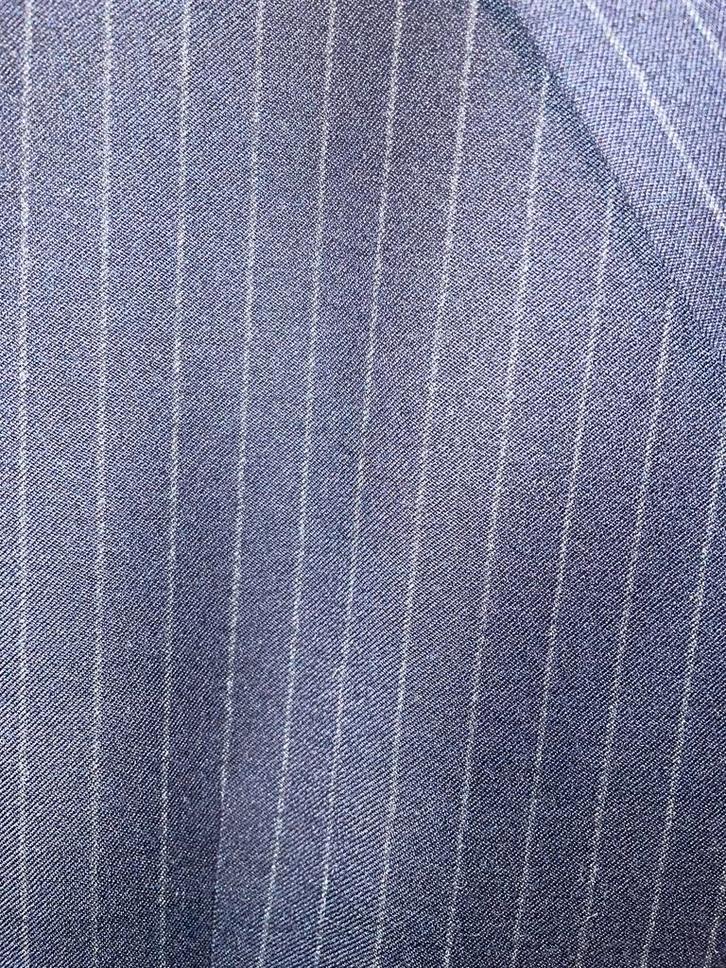 Driedelig drieknoops blauw grijs gestreept pak kostuum 52, Kleding | Heren, Kostuums en Colberts, Zo goed als nieuw, Maat 52/54 (L)