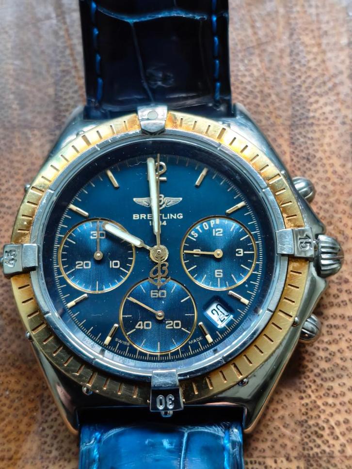 breitling chronograaf massief gouden bezel, Sieraden, Tassen en Uiterlijk, Horloges | Heren, Zo goed als nieuw, Polshorloge, Breitling