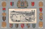 Scheveningen Reliëfkaart met provinciewapens en monumenten, Verzenden, Voor 1920, Gelopen, Zuid-Holland