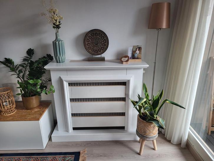 Houten schouw voor kachel, Huis en Inrichting, Kachels, Gebruikt, Inbouw, Houtkachel, Hout, Ophalen