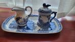 Vintage blauw aardewerk, melkkan, potje en schaaltje, Ophalen of Verzenden